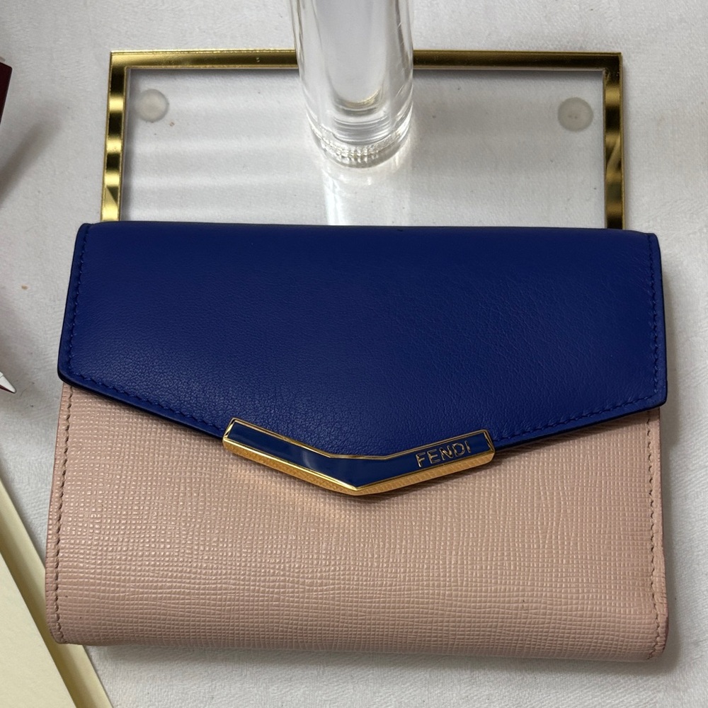 Fendi Royal Blue and Beige Wallet